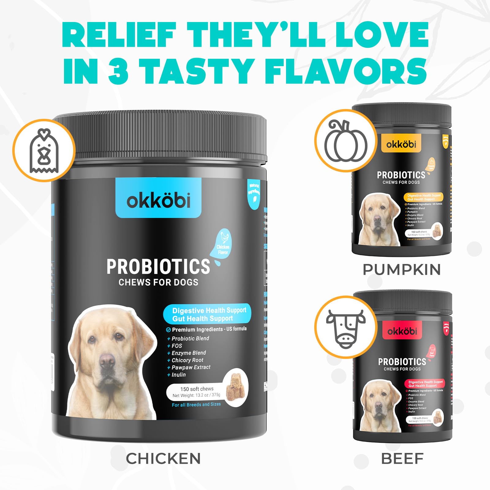 OKKÖBI Probiotiques pour chiens, service client disponible et garantie 5 ans