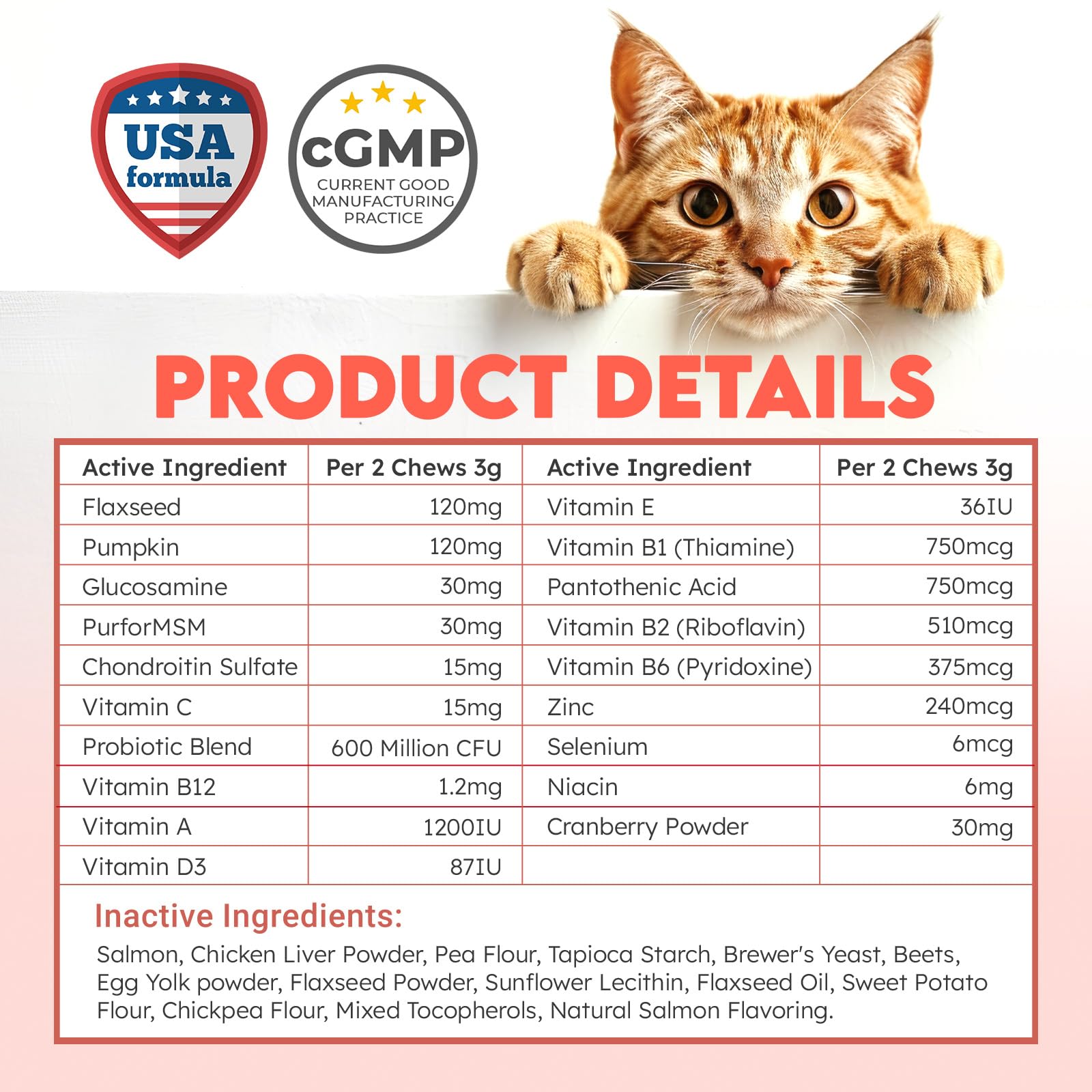 OKKÖBI glucosamine, soutien articulations pour chats actifs.