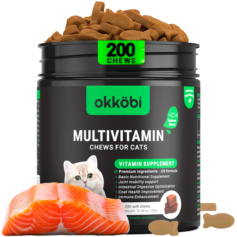 OKKÖBI vitamine-chat saveur saumon, récompense gourmande et nutriments essentiels.