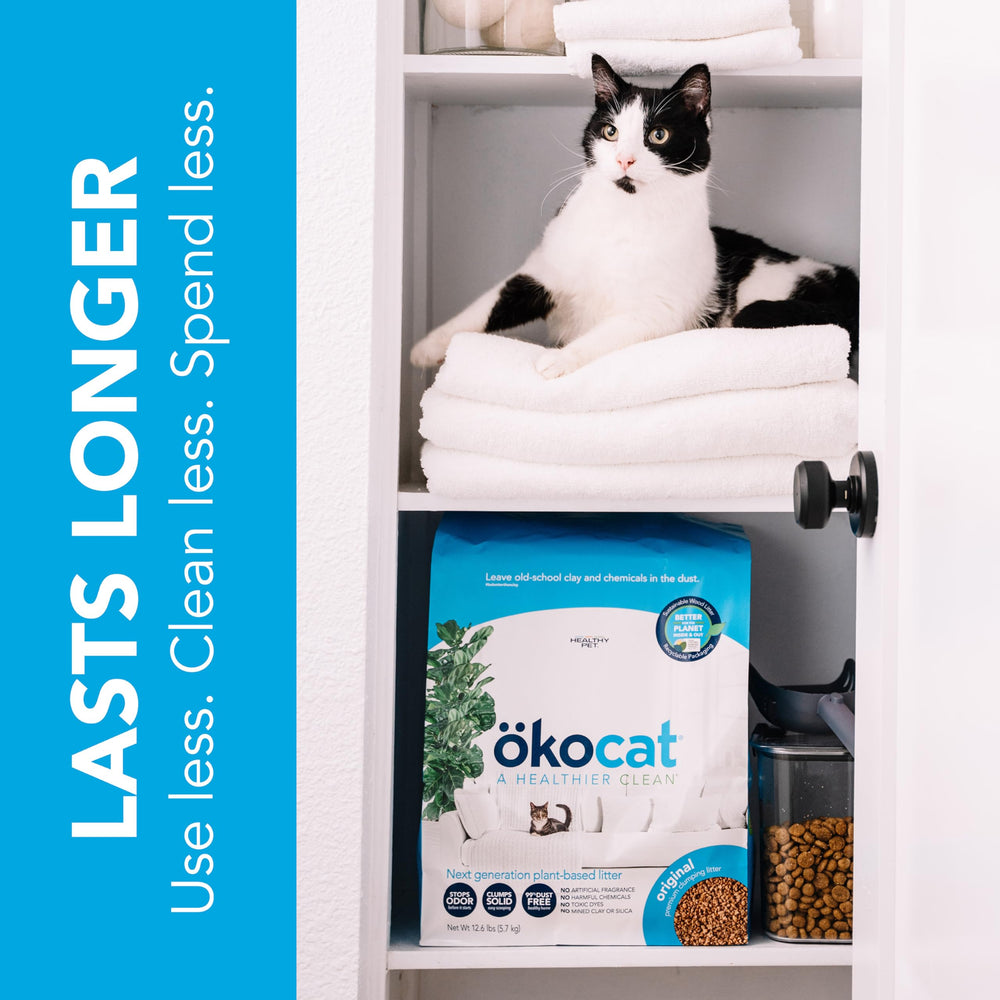 Litière biodégradable et compostable pour une routine durable.