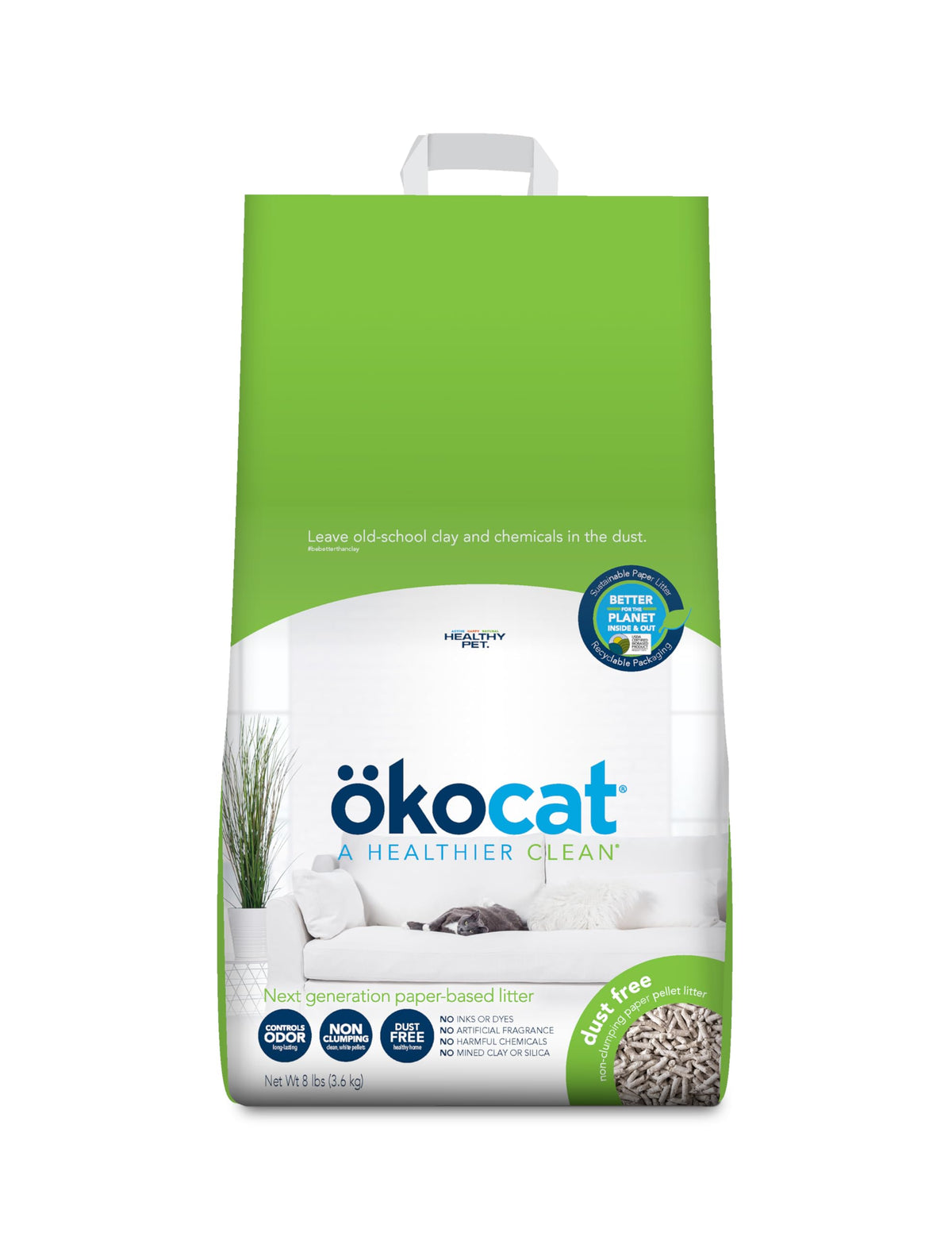 ökocat litière papier granules sans poussière, absorption élevée et propreté