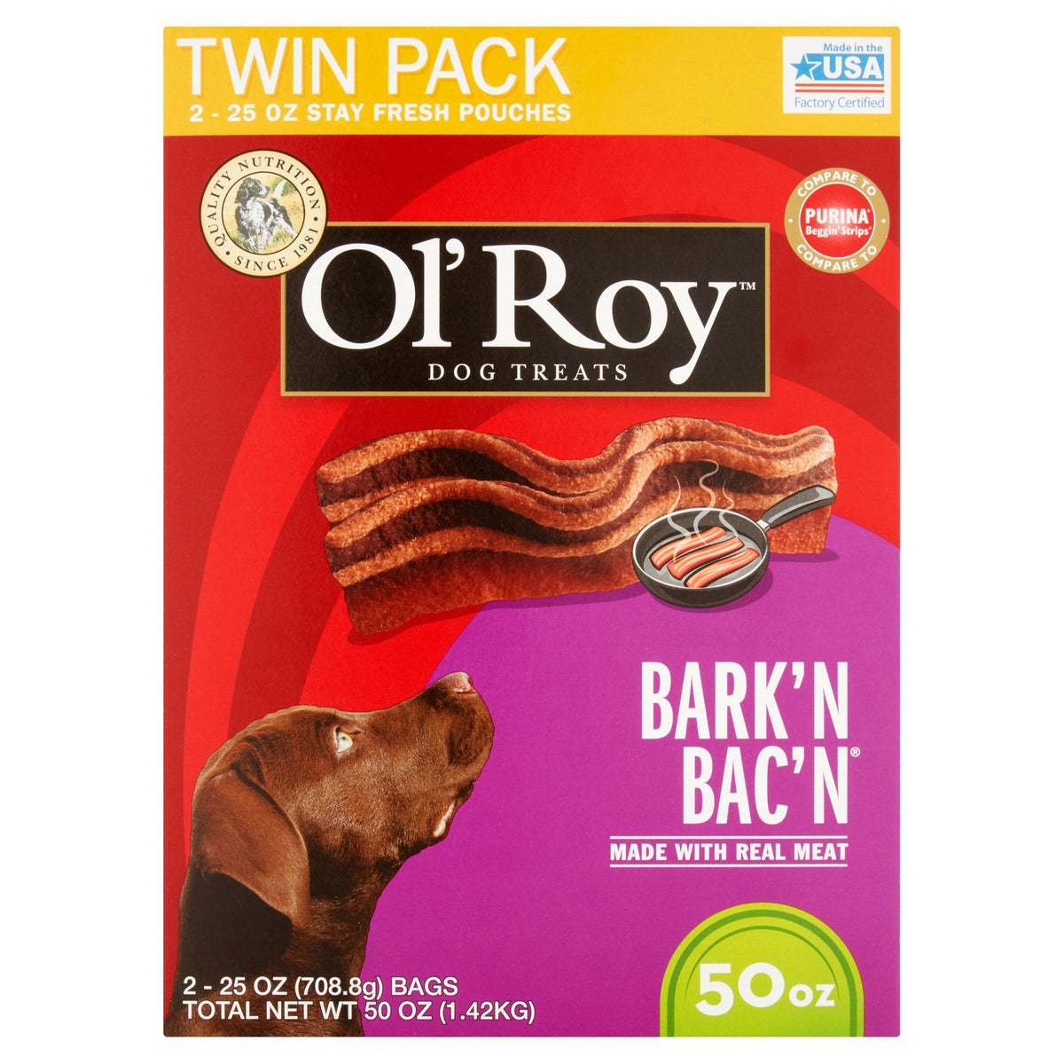 Ol' Roy Bark'n Bac'n croquettes chien bacon - récompense délicieuse pour votre chien.