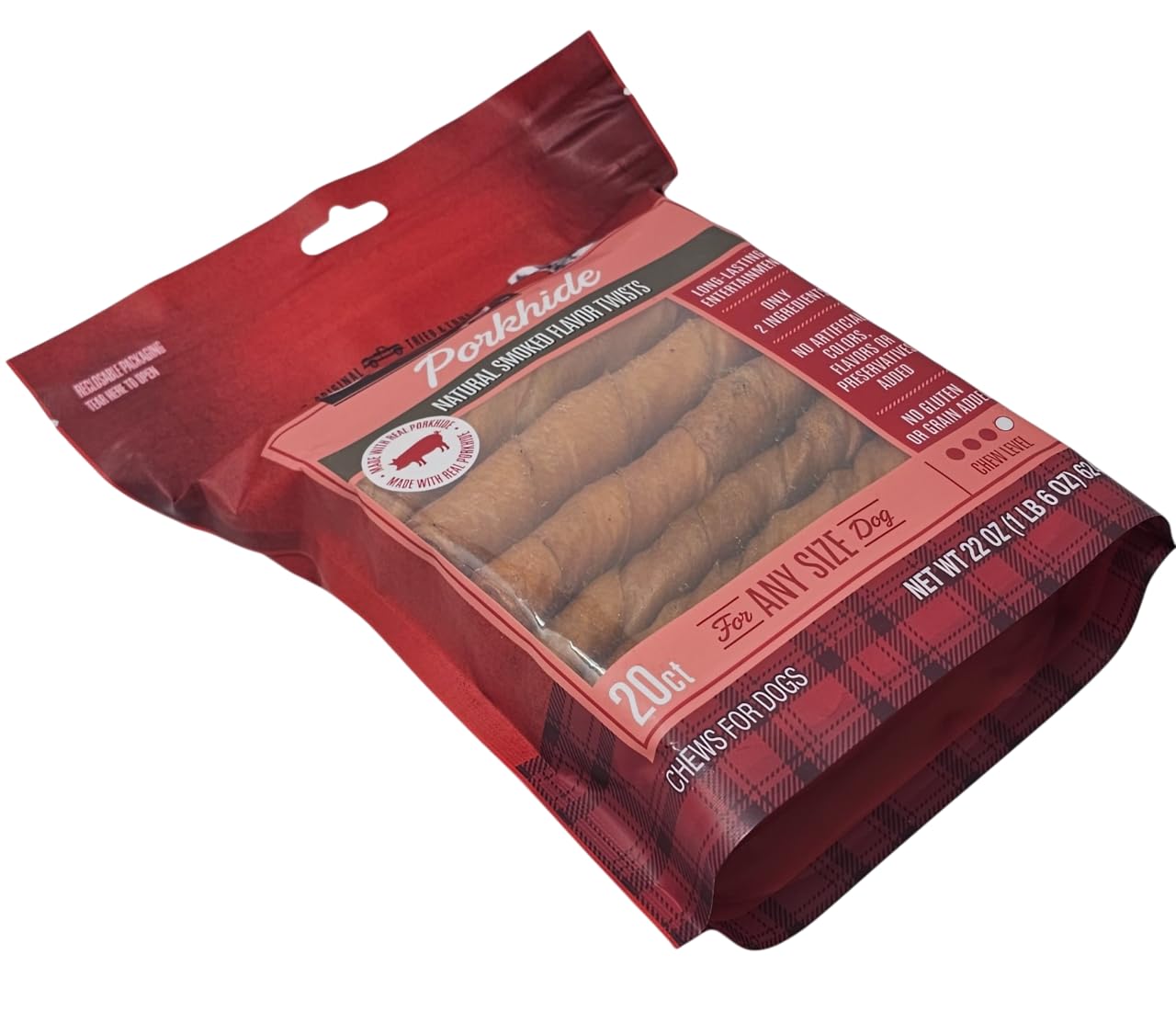 Ingrédients simples: peau de porc naturelle et saveur fumée d'Ol' Roy, récompense idéale.