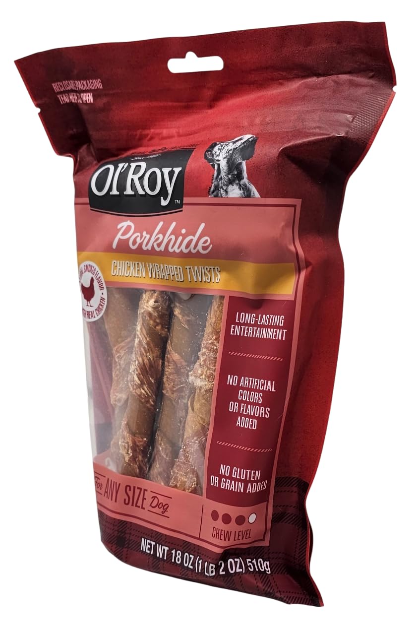 Sachet Ol' Roy contenant 16 twists croquants pour chien.