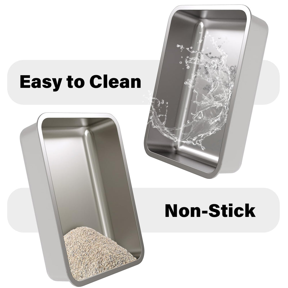Olacat bac-litiere acier inox bord-arrondi : pas de bords tranchants