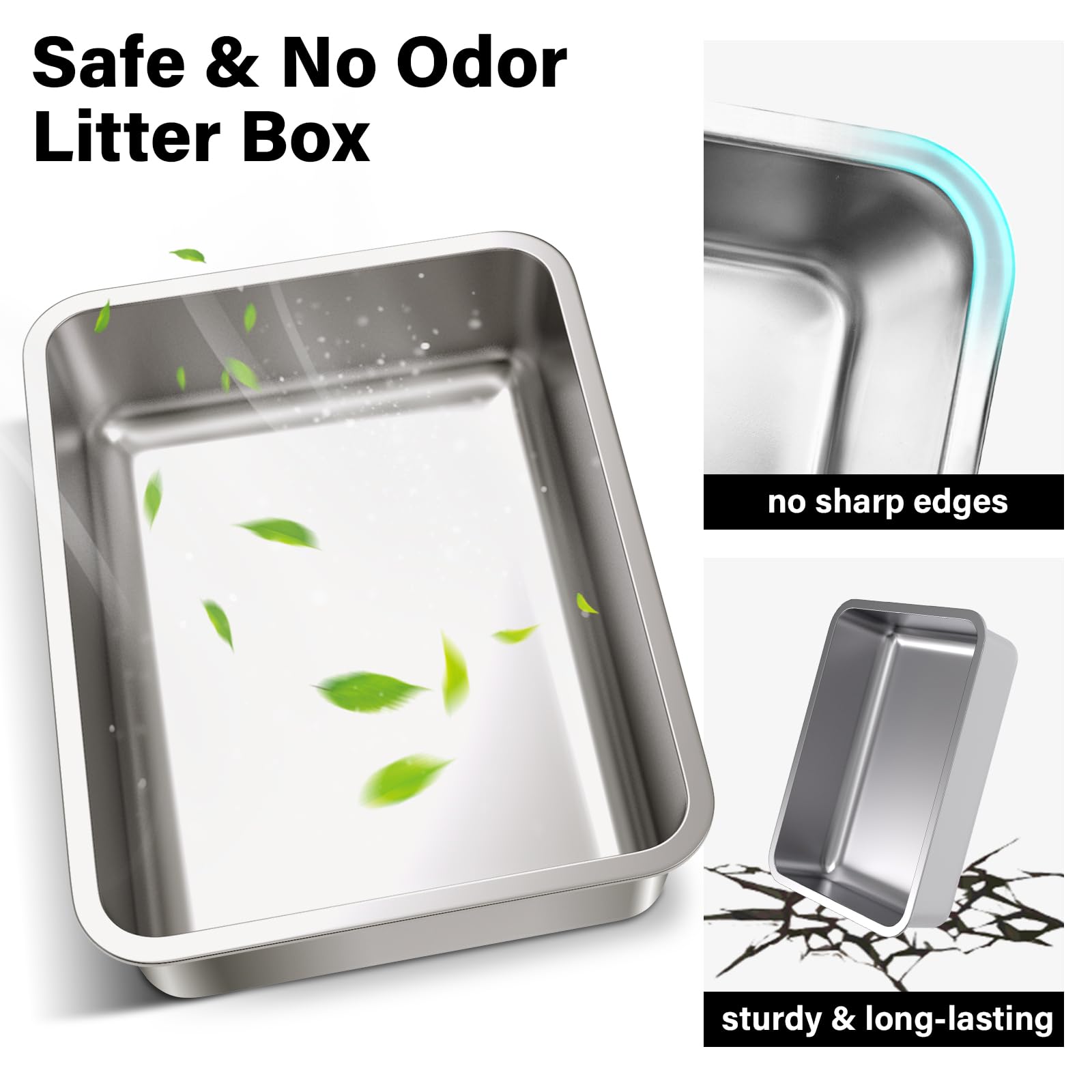 Olacat bac-litiere acier inox odeur-absente : espace propre et frais
