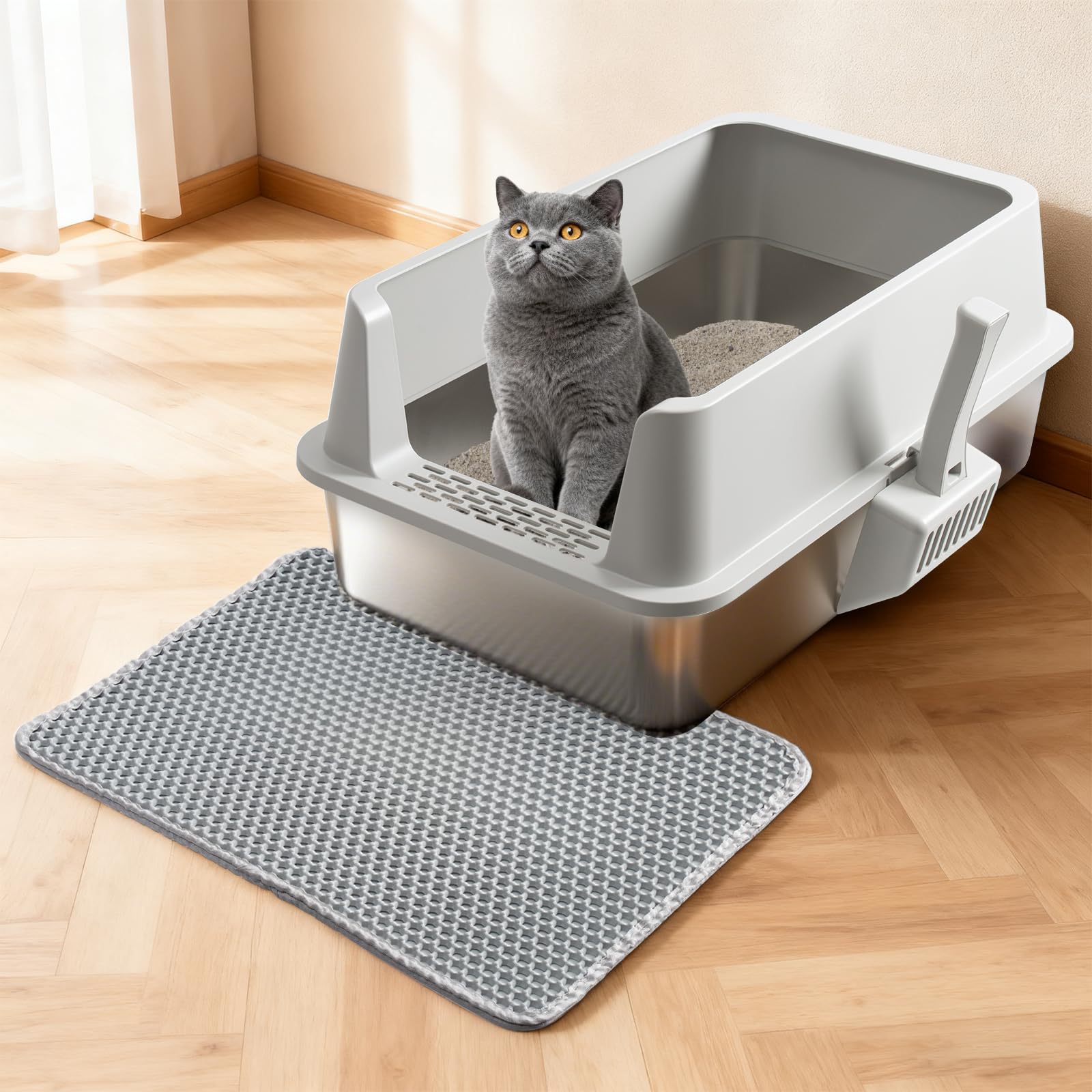 Olacat bac-litière inox pelle incluse pour un nettoyage efficace