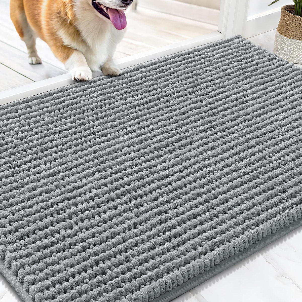 OLANLY Tapis porte-chien chenille absorbante capte l'humidité et boue.