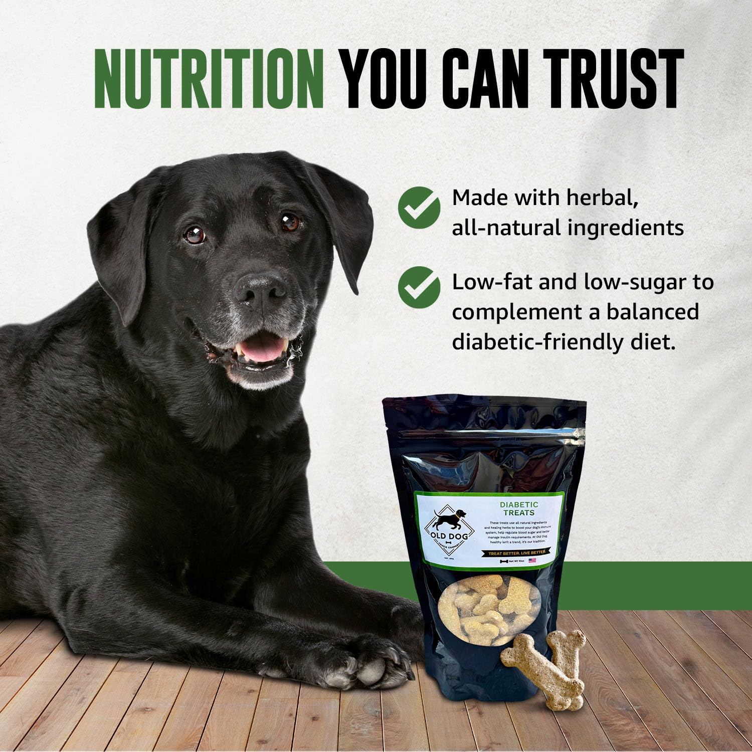 Sachet refermable et 40 biscuits, Old Dog Cookie Co reste frais.