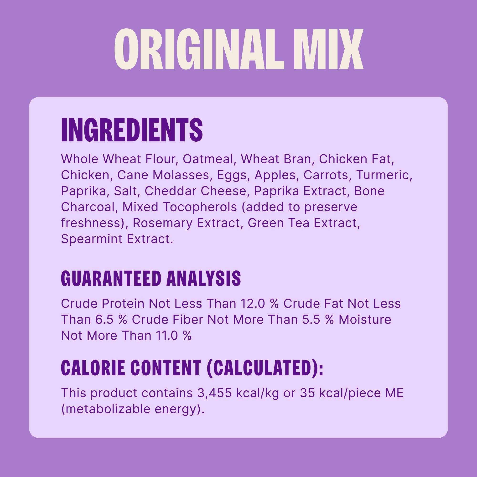 Ingrédients naturels des biscuits Original Mini sans conservateurs artificiels.