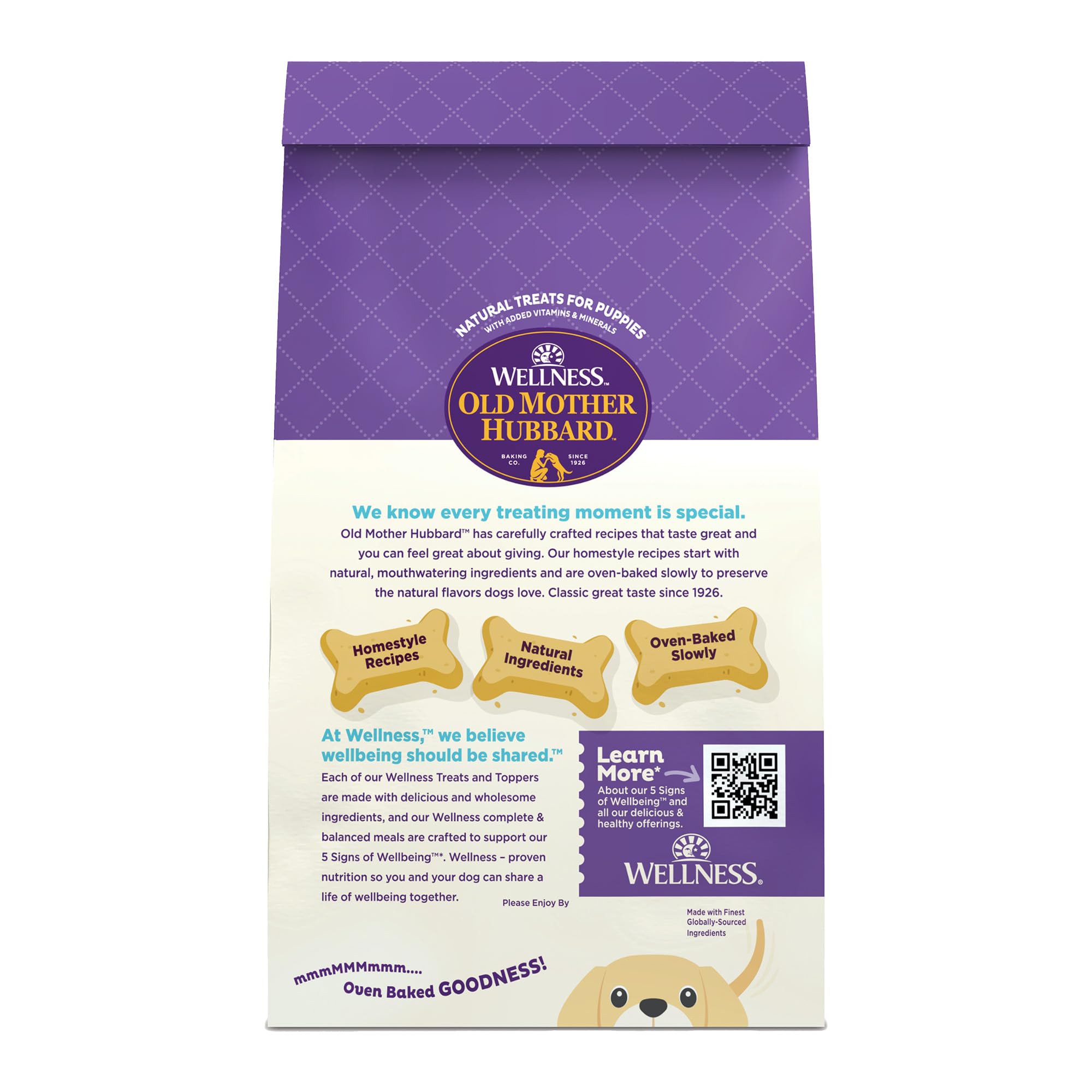 Old Mother Hubbard biscuits sans additifs artificiels, ingrédients simples et naturels.