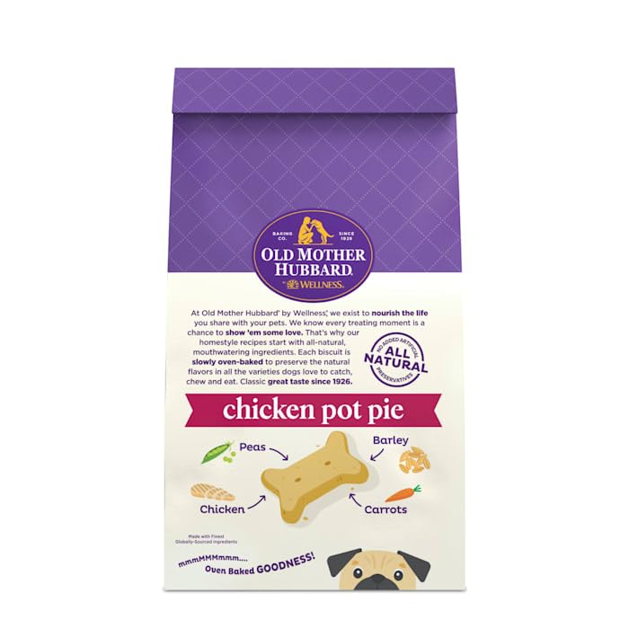 Ingrédients naturels Old Mother Hubbard, étiquette claire et qualité premium.