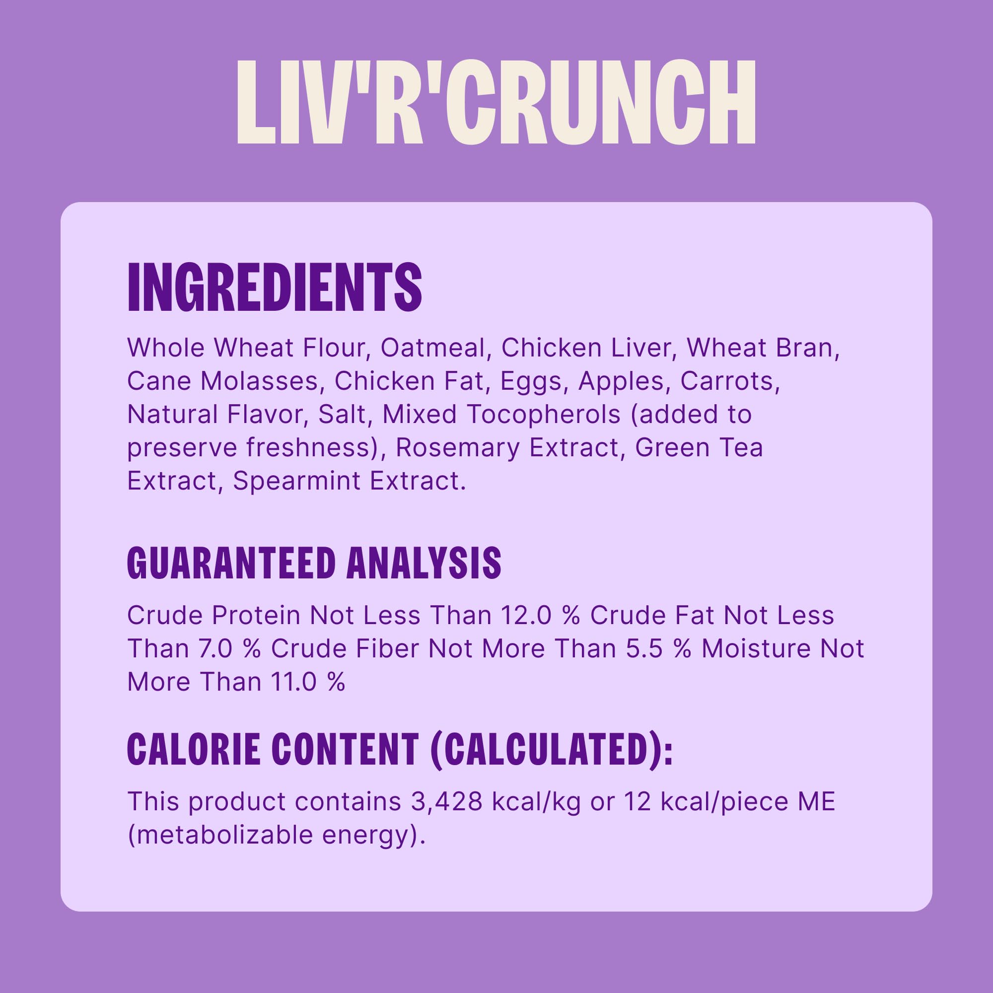 Old Mother Hubbard Liv'R'Crunch biscuit cuit au four pour saveur authentique.
