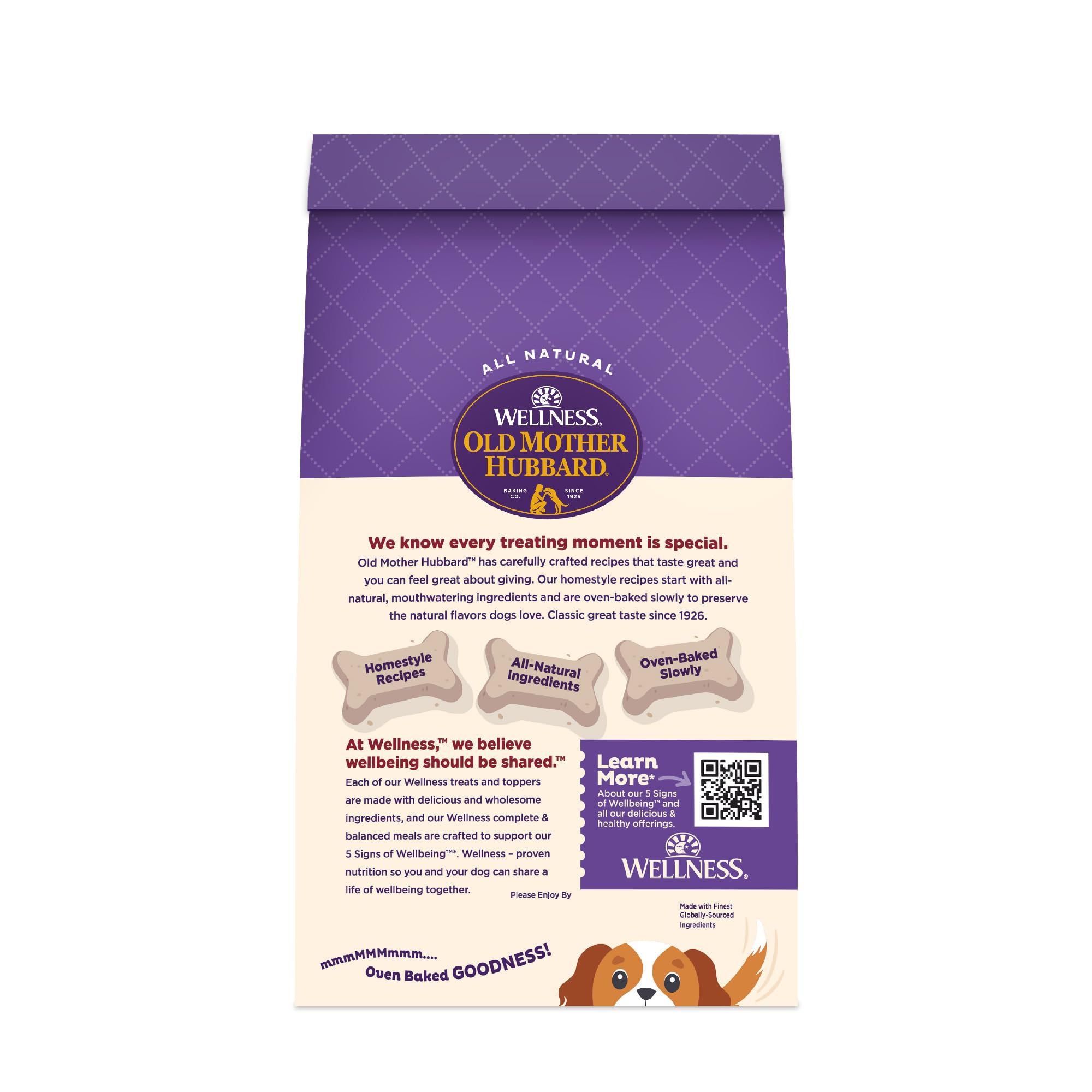 Old Mother Hubbard Liv'R'Crunch sourire chien heureux après la récompense.