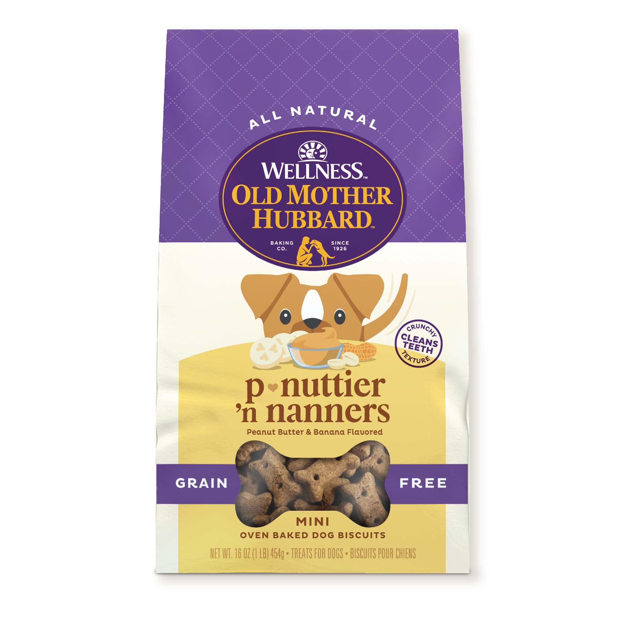 Old Mother Hubbard emballage biscuits mini sans céréales, pratique pour récompenser lors de l’entraînement.