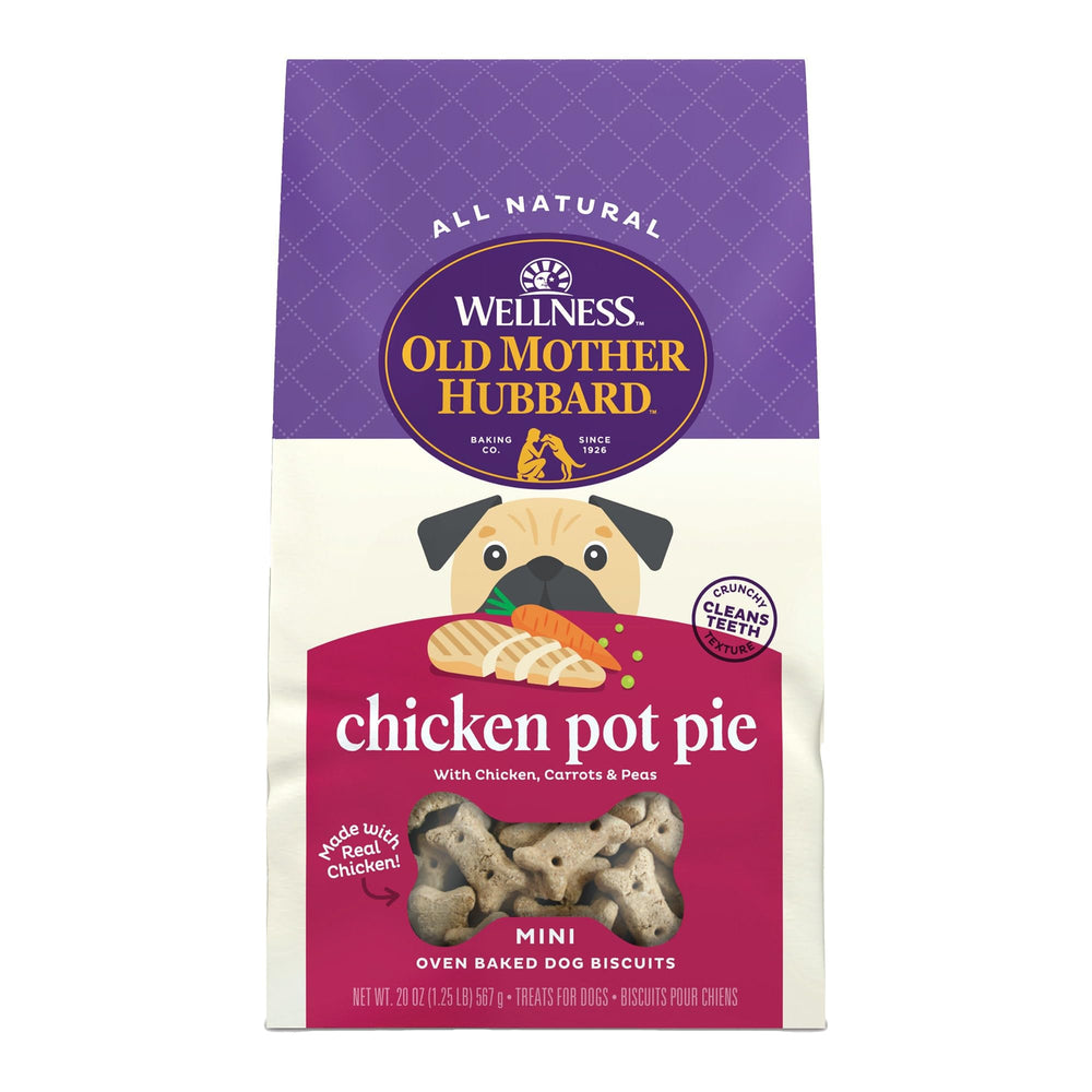 Old Mother Hubbard Mini Tourte Poulet, friandise croustillante en forme d'os pour chien, récompense.