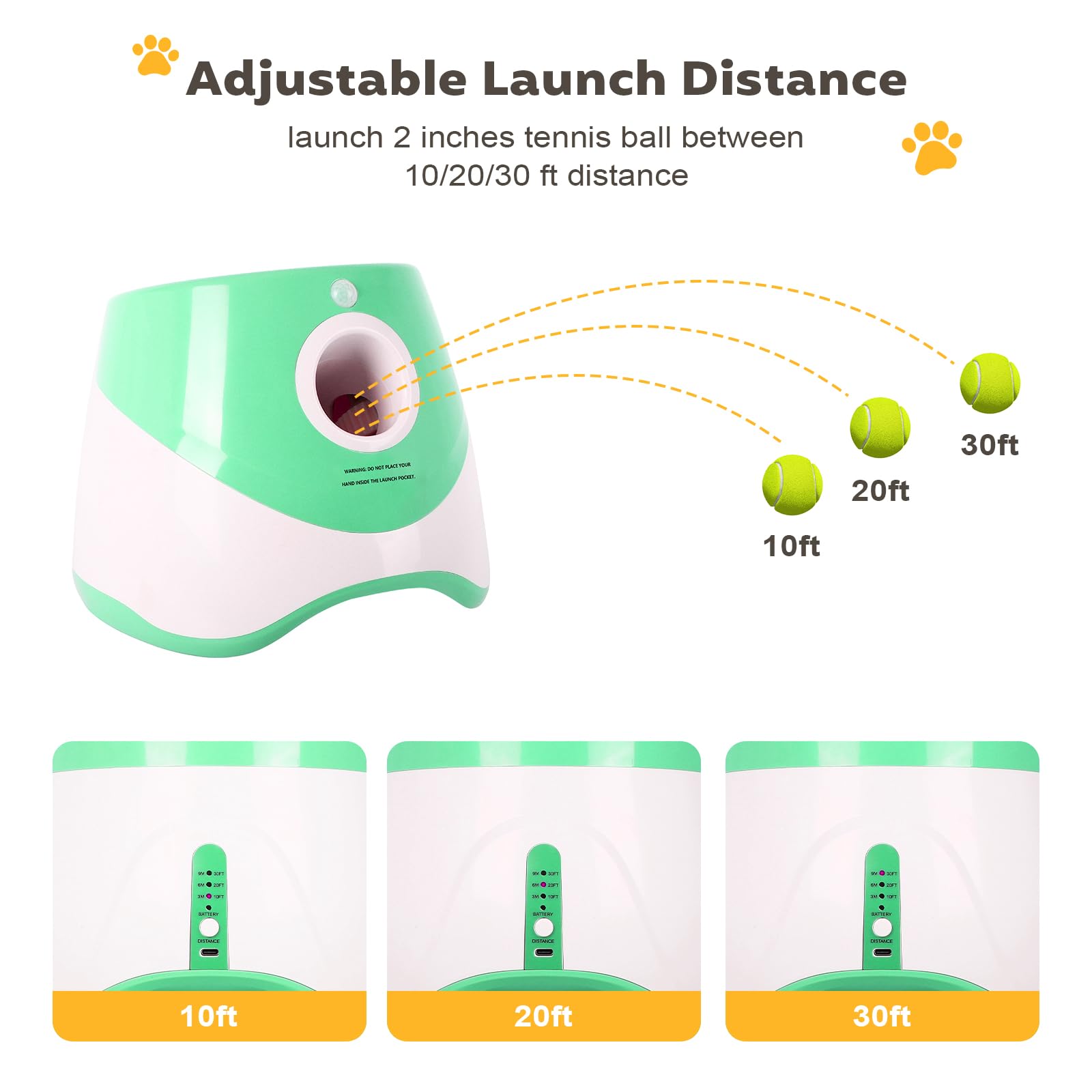OLenyer lanceur-balle automatique, distance de 20 pieds, activité dynamique.