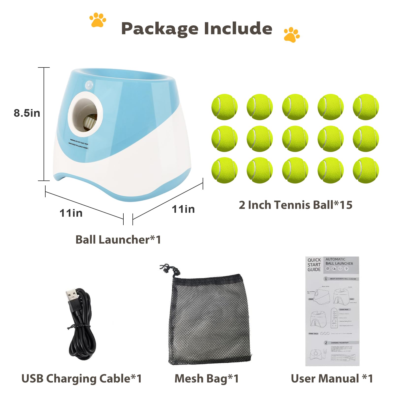 OLenyer lanceur 15 balles mini-tennis incluses pour sessions prolongées