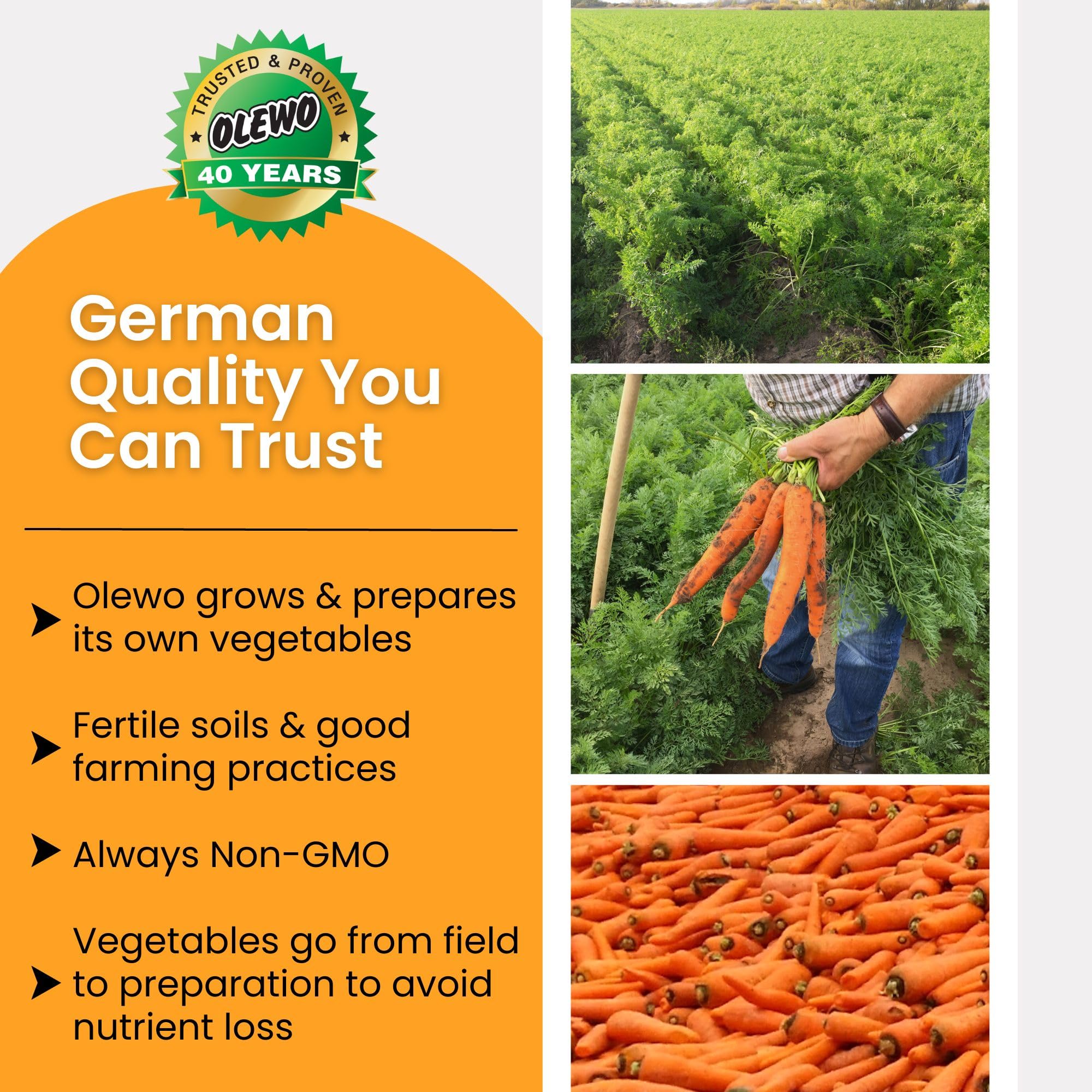 Olewo Carottes Originales – prêt à servir pour des repas rapides et nutritifs