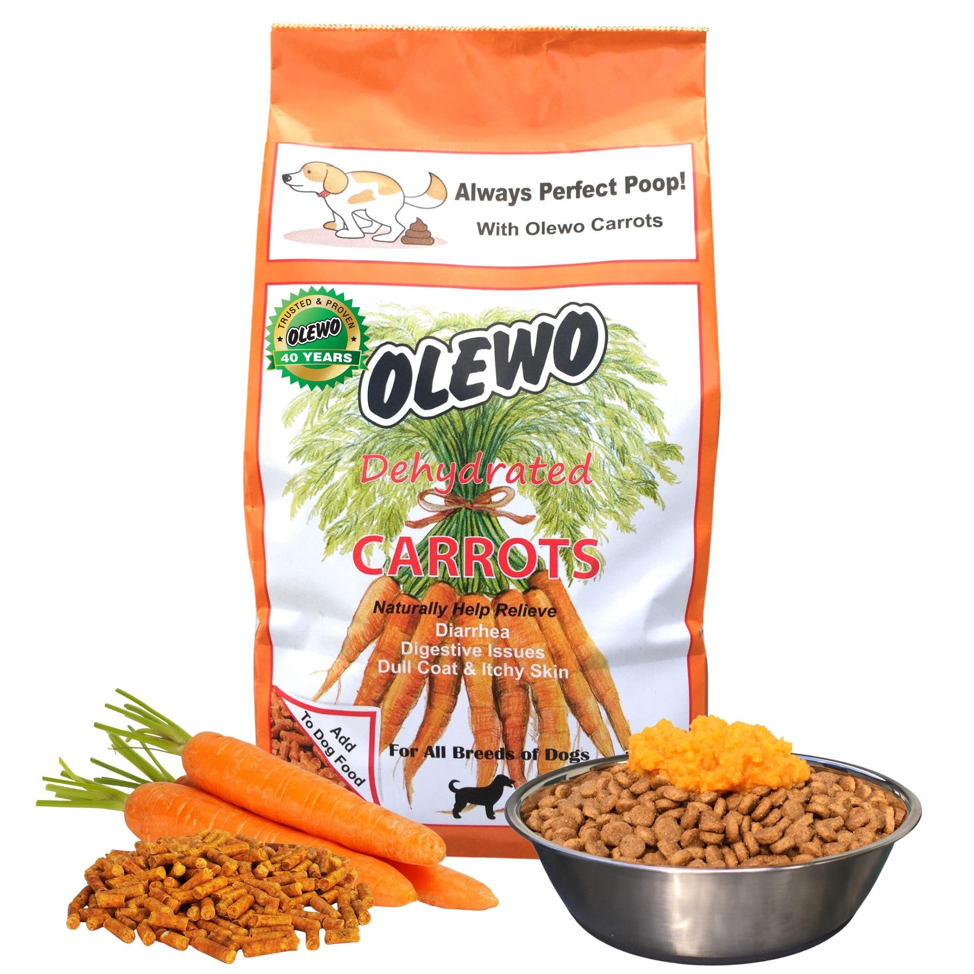 Olewo carottes originales pour chien en bouteille, soutien potentiel à l'alimentation quotidienne.