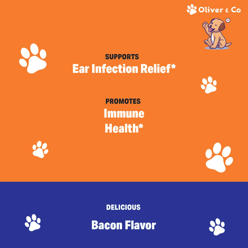 Gouttes oreilles chien Oliver & Co melange alimentaire.