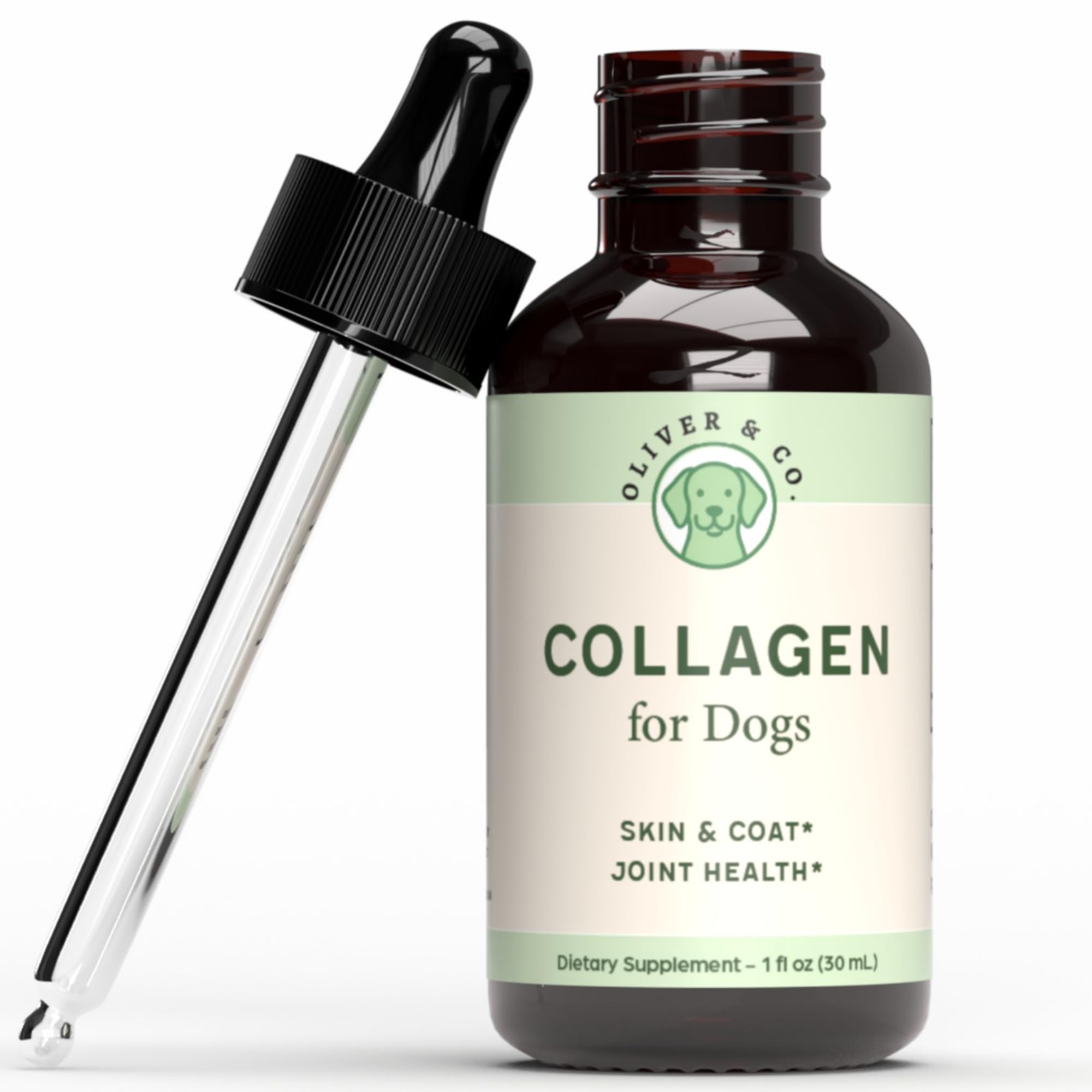 Oliver et Co Teinture Collagene Chien — bouteille pratique pour la mobilité.
