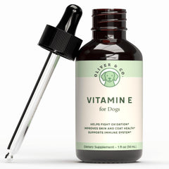 Oliver & Co. Vitamine E pour chiens – bouteille fluide favorisant l’absorption rapide.