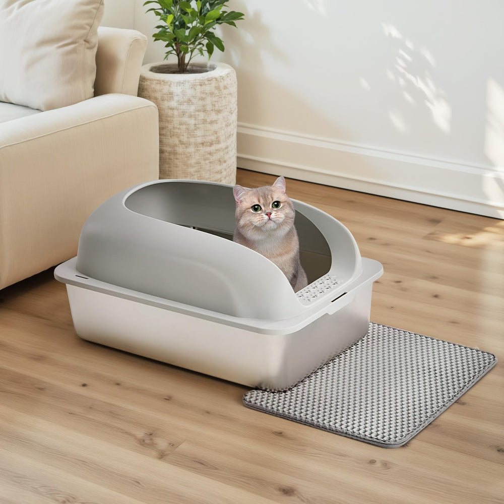 OLIXIS boîte-litière chat inox grande taille; adaptée pour grands chats