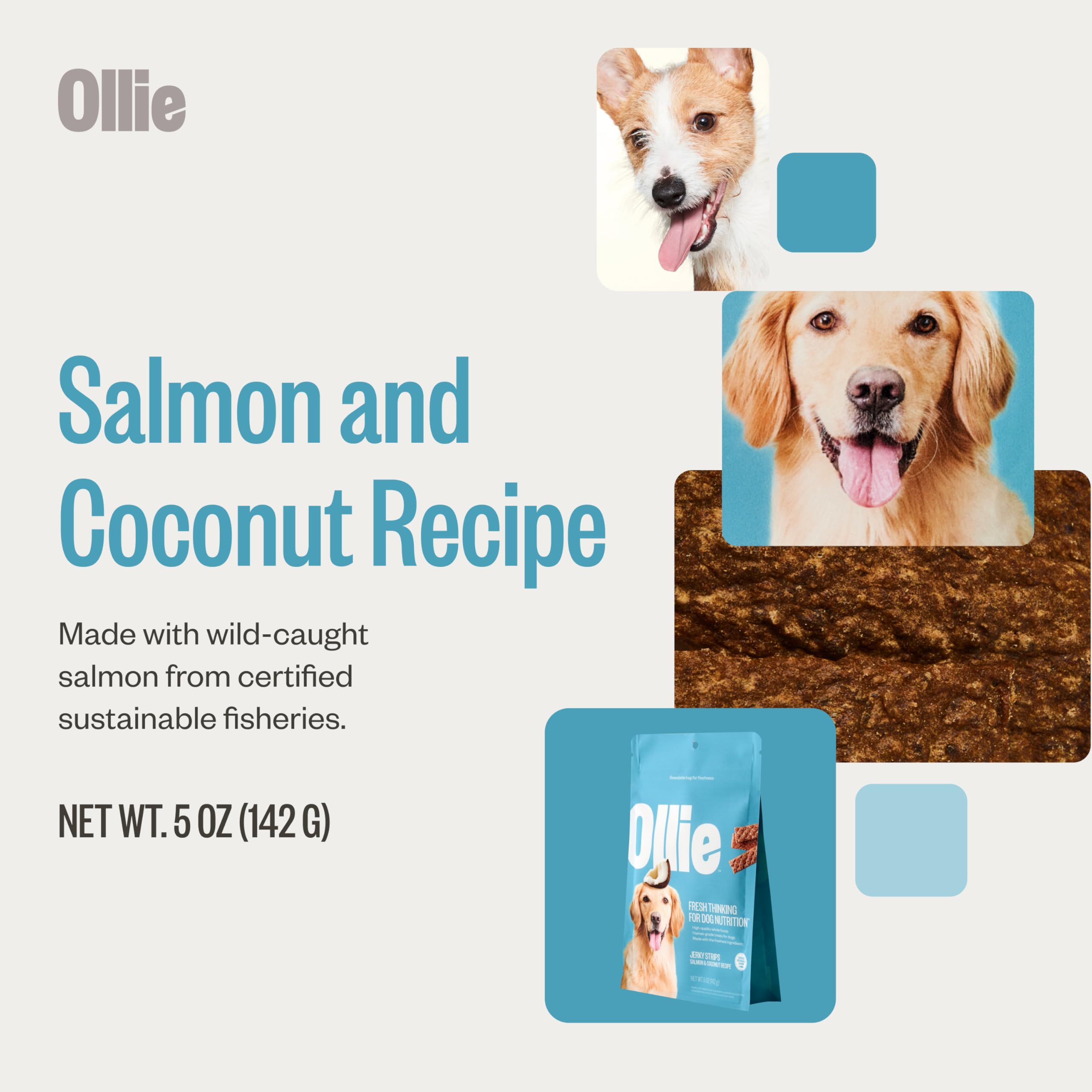 Friandise Ollie sans céréales, idéale pour chiens sensibles.