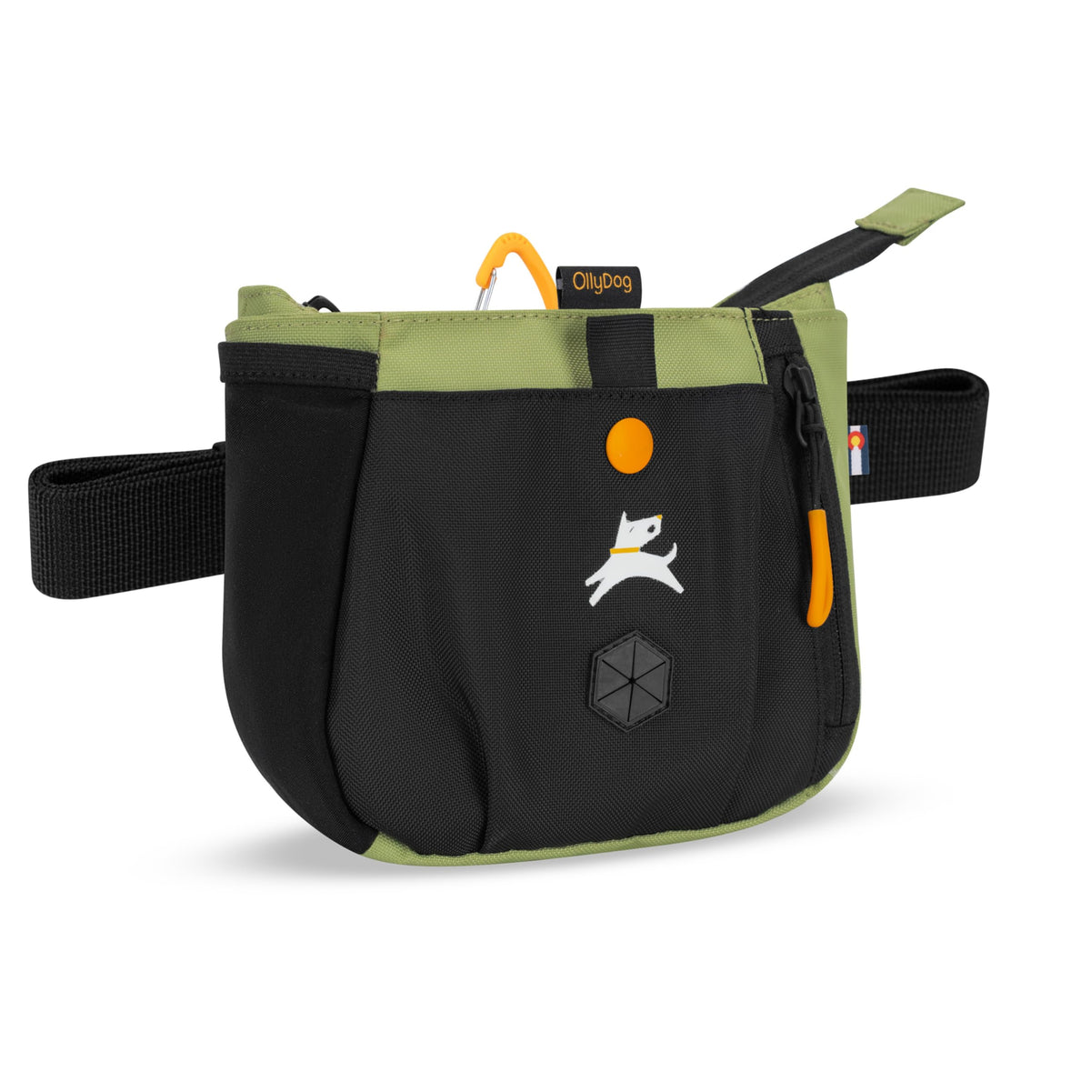 OllyDog Backcountry Day Bag avec fermeture zippée pour un accès rapide aux friandises pendant l'entraînement.