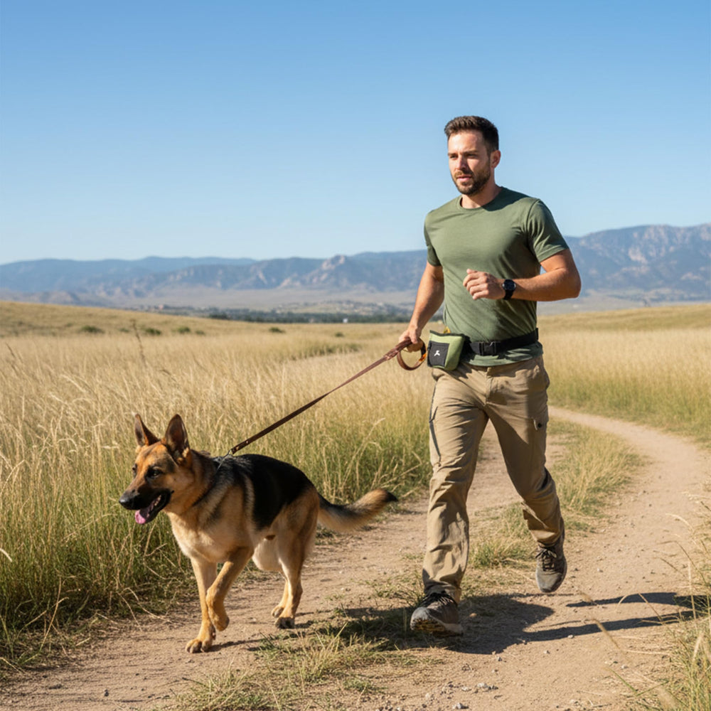 OllyDog Goodie Treat Bag ceinture amovible pour porter confortablement autour de la taille.