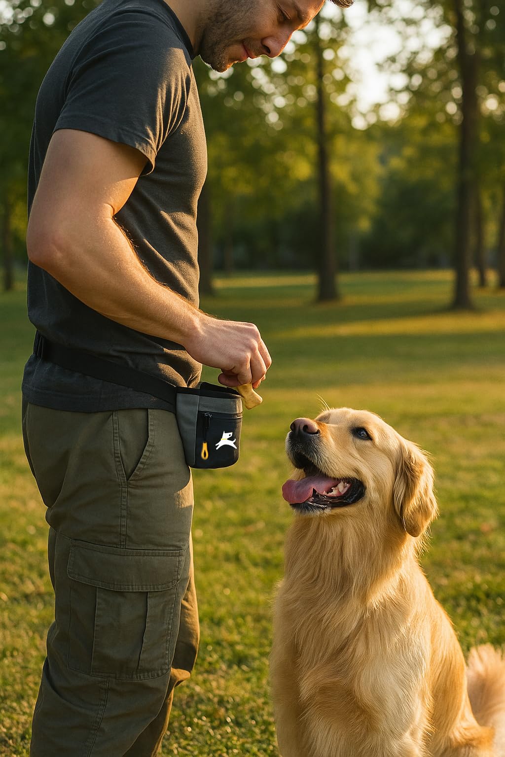 OllyDog Goodie Treat Bag fermeture magnétique facilitant les récompenses lors de l'entraînement.