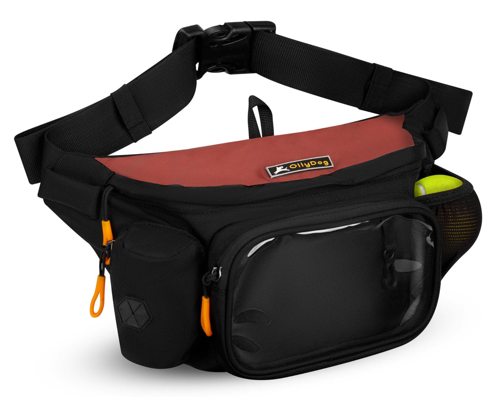 OllyDog Trailblazer Pack, sac fanny rouge etanche pour balades en plein air et rangement pratique