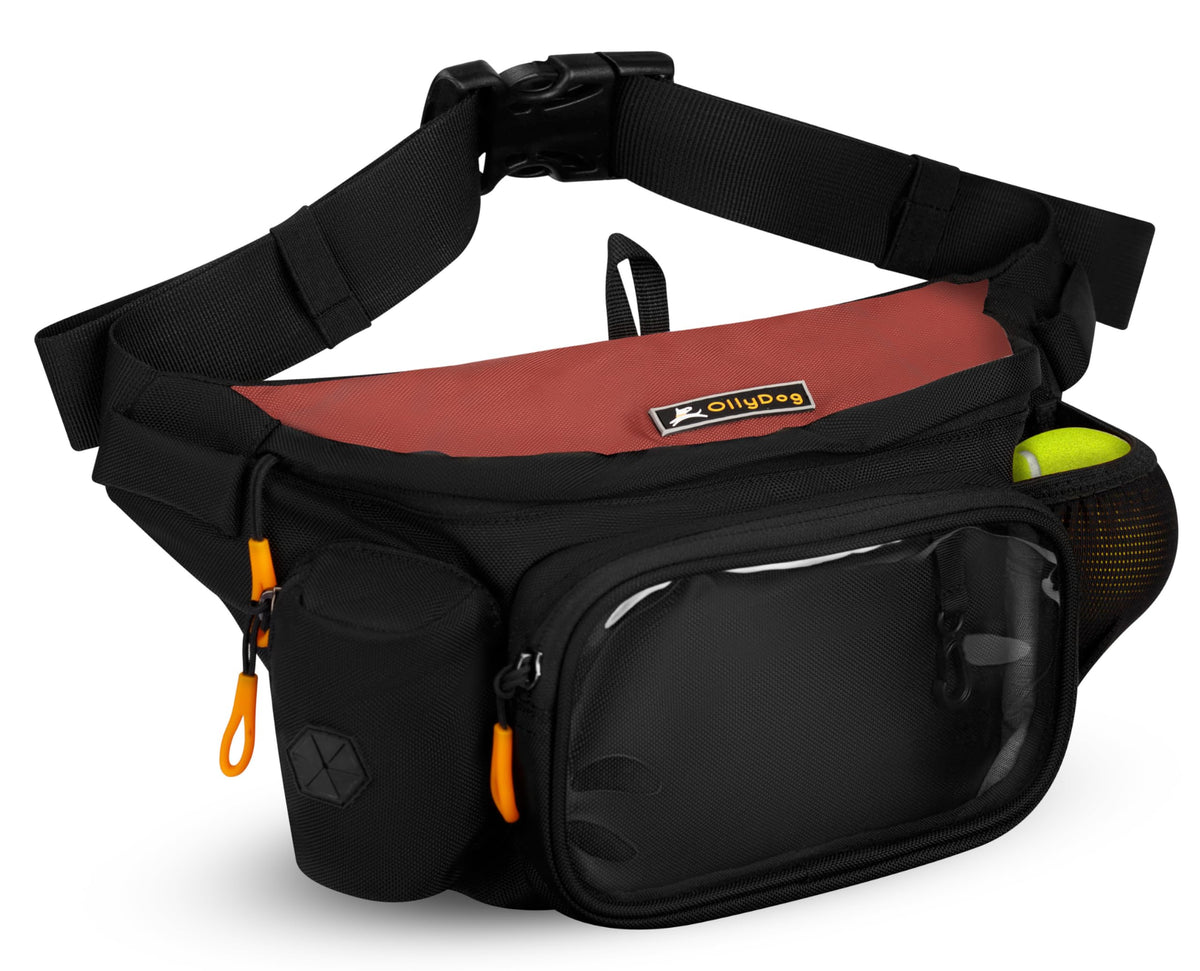 OllyDog Trailblazer Pack, sac fanny rouge etanche pour balades en plein air et rangement pratique