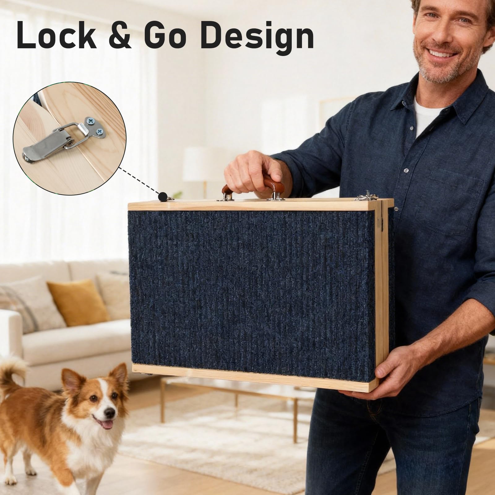 OLYMSOLD rampe chien bois pliable rangement facile