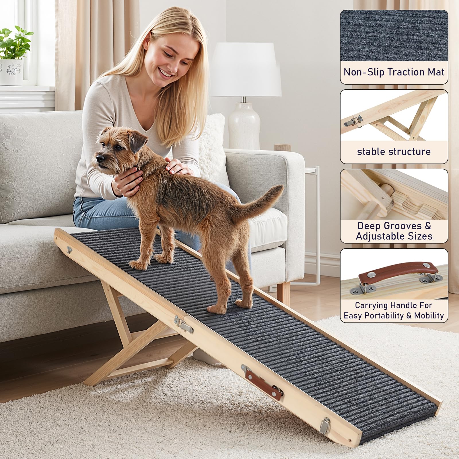 OLYMSOLD rampe chien bois pour vehicule facilite l'acces voiture