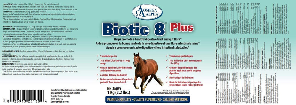 Biotic 8 poudre digestive cheval — facilite le soutien quotidien de la digestion