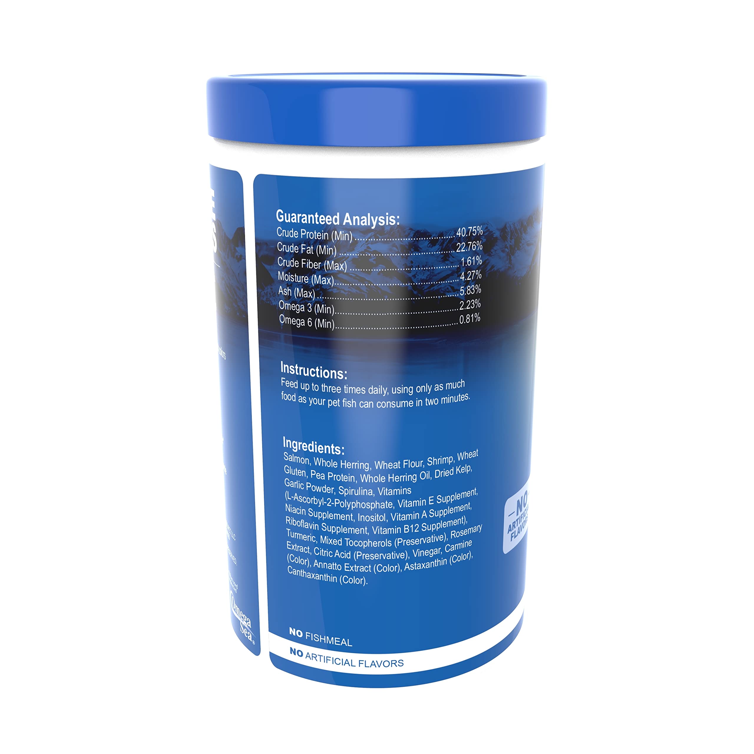 Omega One Garlic Marine Flakes préparation nourrissage, portions simples en deux minutes.