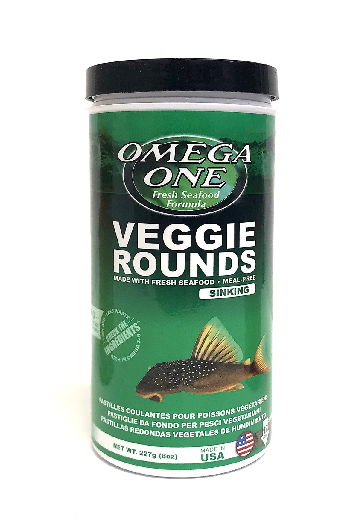 Omega One ronds légumes 14 mm coulants pour nourrir vos poissons avec nutrition équilibrée.