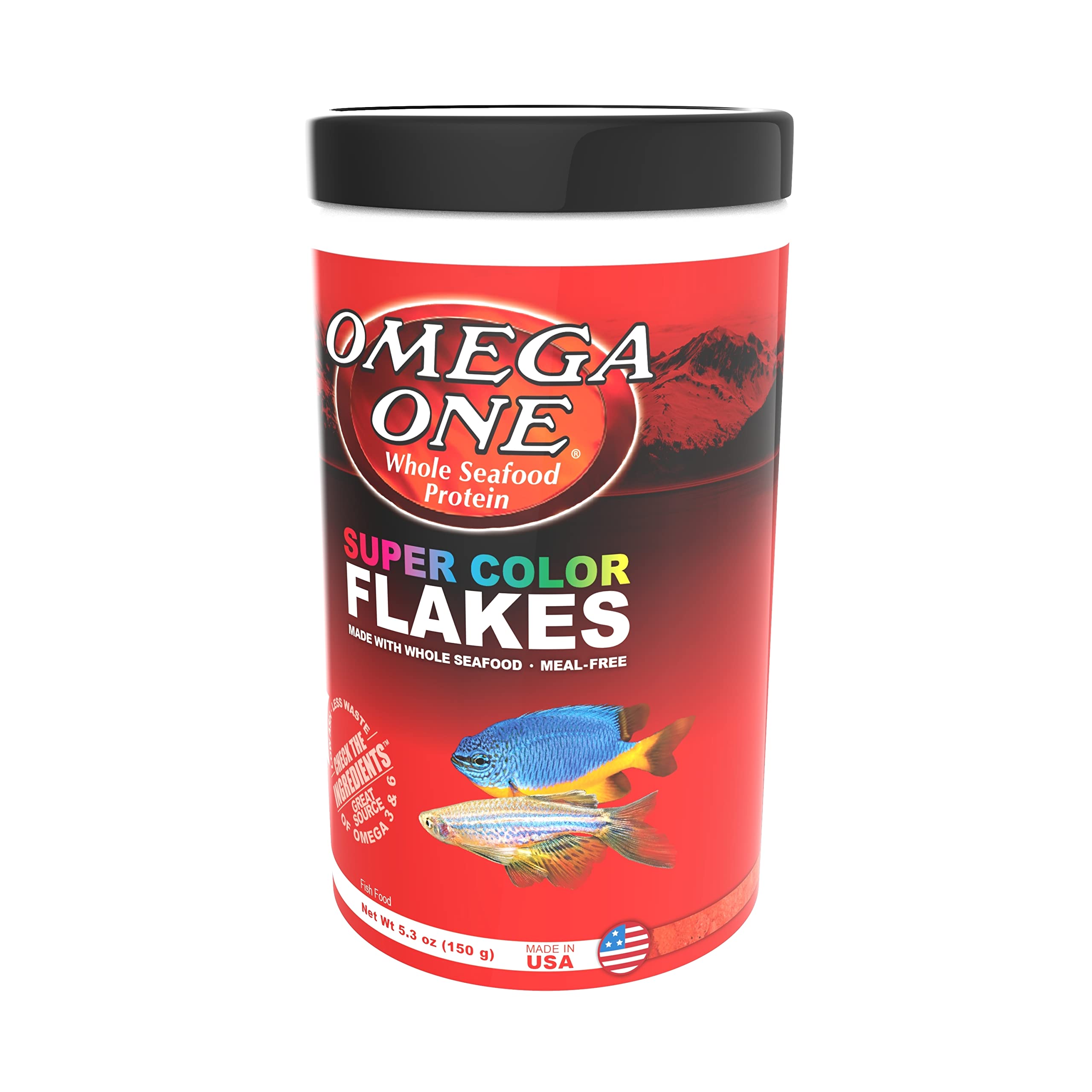 Emballage Omega One Super Color Flakes, produit de qualité supérieure.
