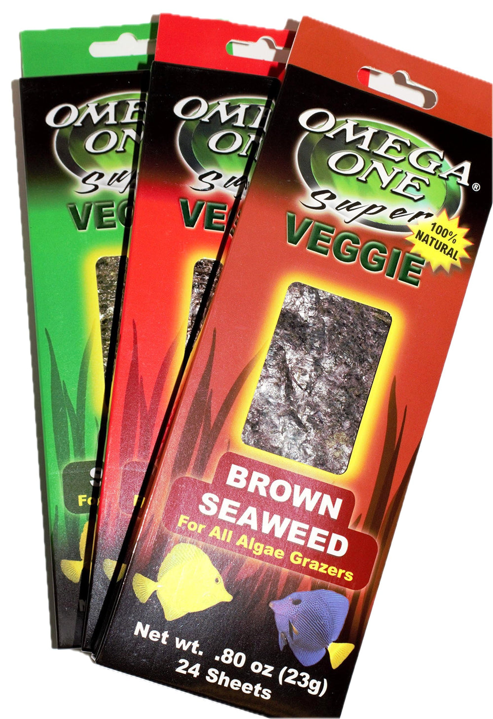 Omega One Super Veggie – feuilles d'algues vertes, friandise saine pour poissons omnivores.