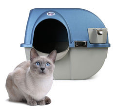 Omega Paw Roll 'n Clean – boîte-litière grand-perle-bleu ouverte, présentation du système
