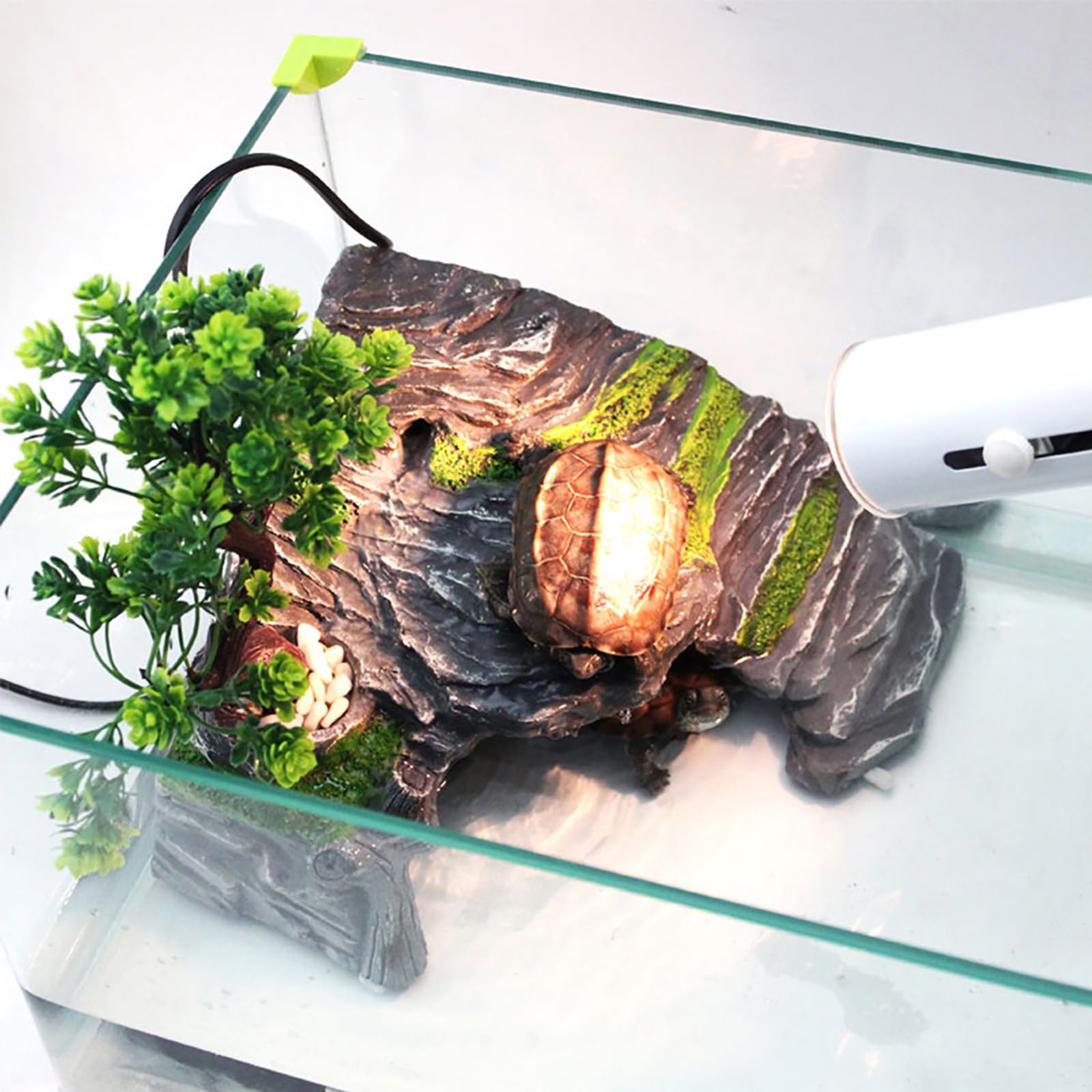 Décor rochers réalistes OMEM imitant un paysage naturel dans le terrarium.