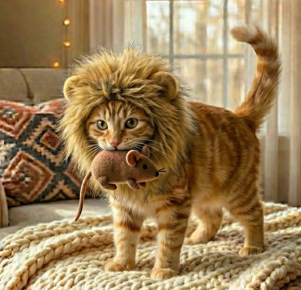 OMG Adorables costume lion chat profil, effet réaliste pour séances-photo adorables.