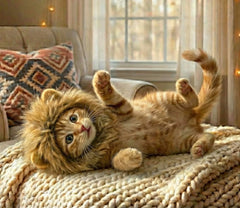 OMG Adorables crinière lion chat douceur, détail moelleux pour un look sauvage.