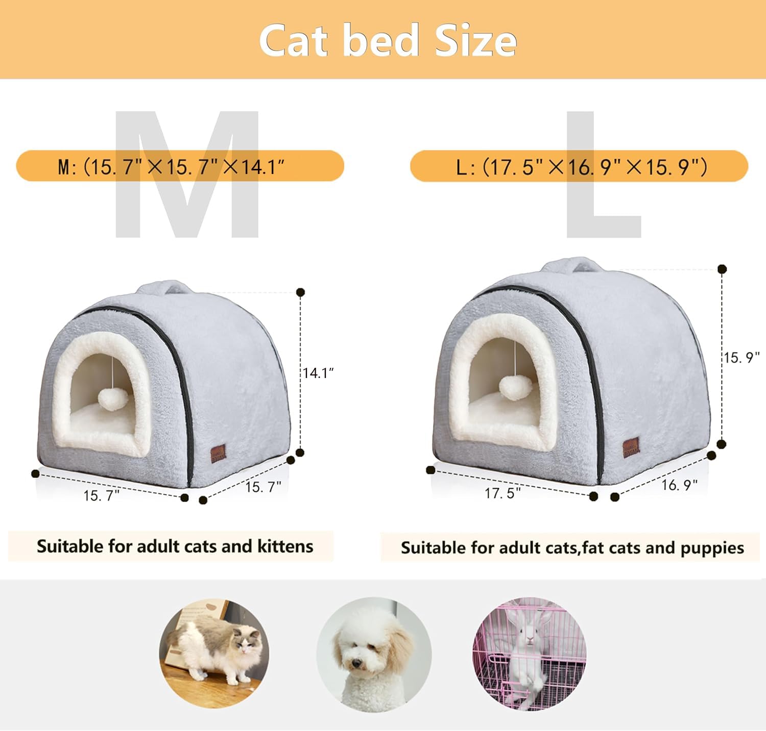 OMIVIER lit pour chat fond antidérapant et imperméable, stabilité sur sol.