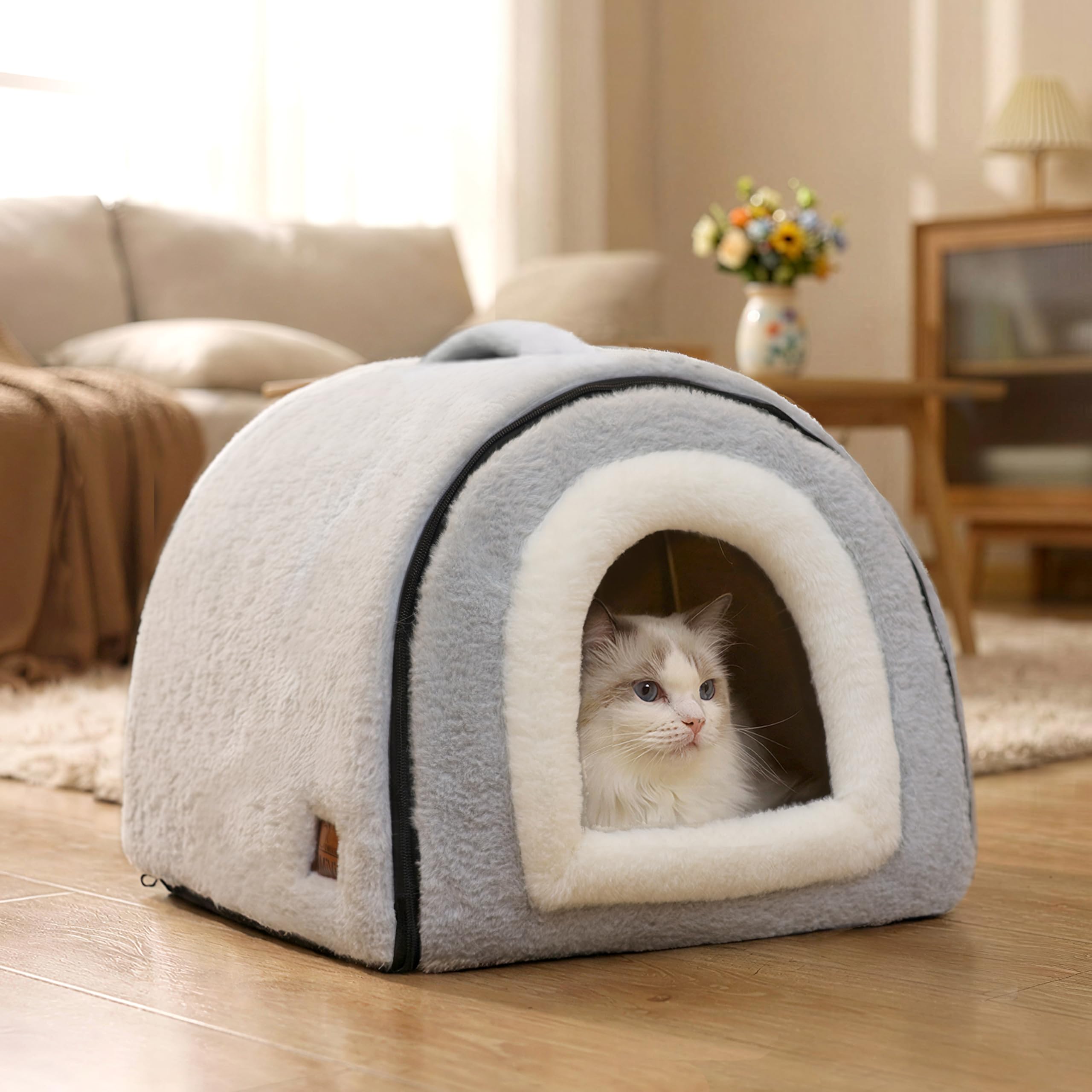 OMIVIER lit pour chat with matelas intereur doux, confort durable.