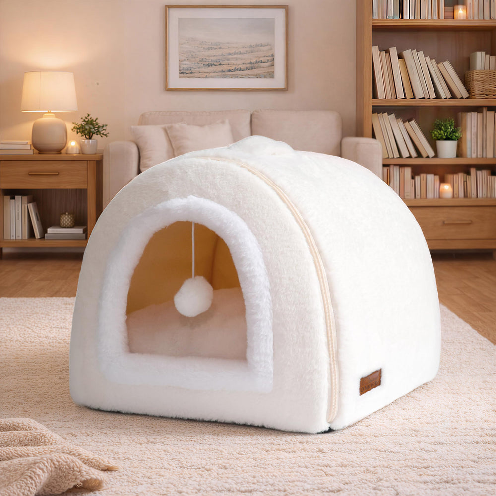OMIVIER lit-chat cabane 2-en-1: espace sûr et confortable pour les chats.