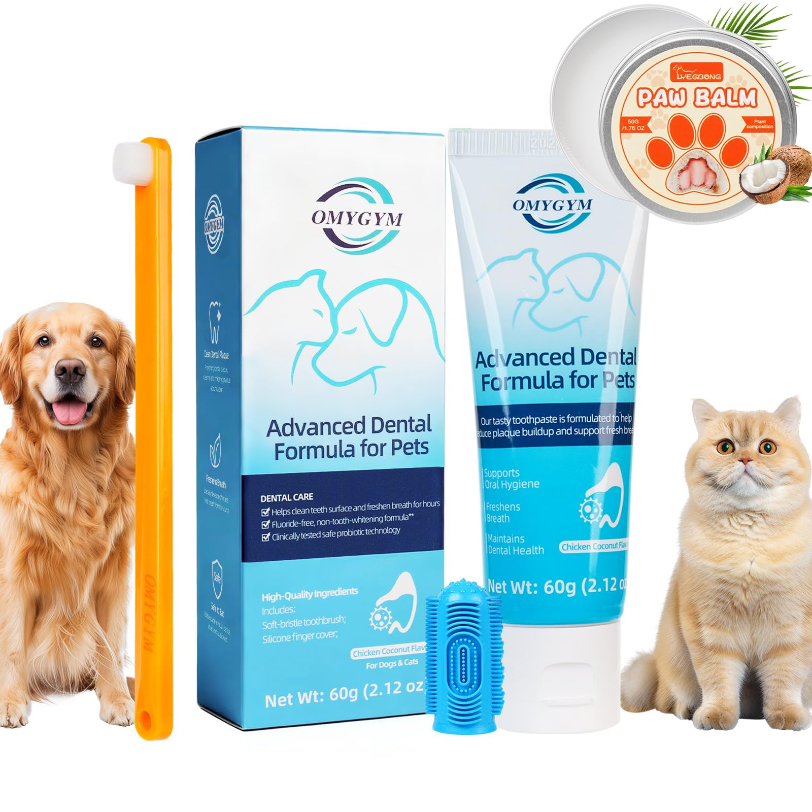 OMYGYM sourire dentaire chien-chat après brossage.
