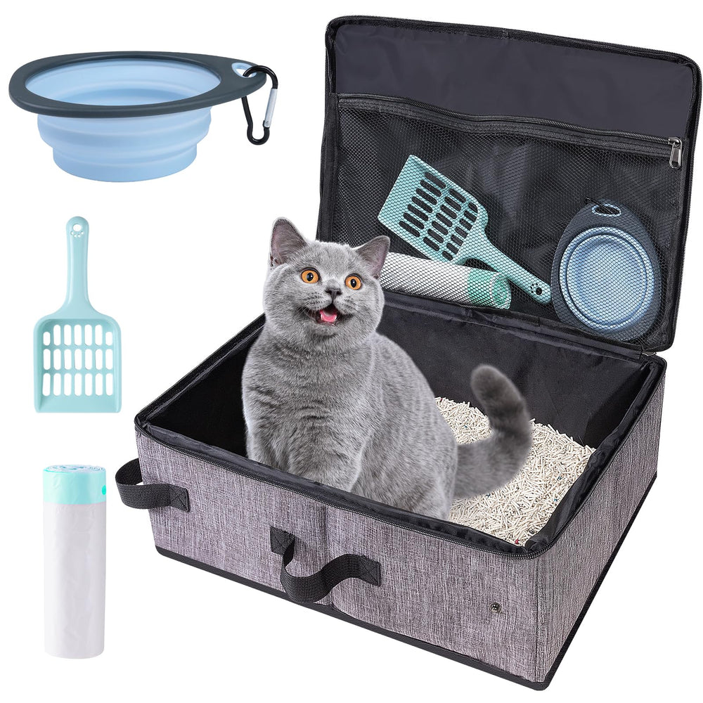Ondware boîte litière voyage pour chat avec couvercle, pratique en voiture et en déplacement